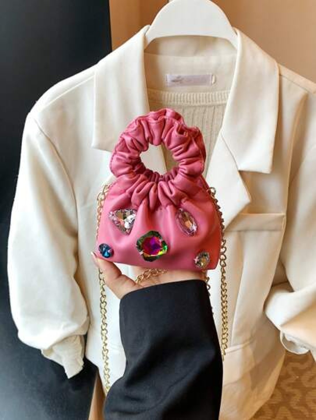 New Mini Cloud Bag Princess Diamond Handbag Clutch Shoulder Bag Diamond Evening Bag
