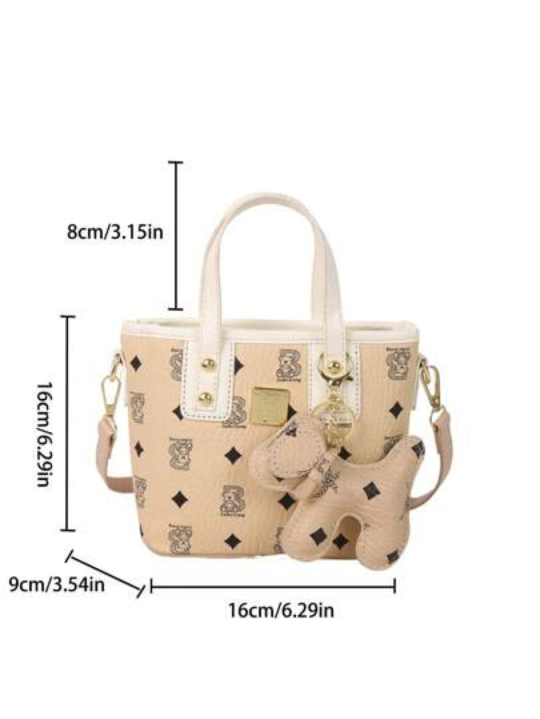 1PC Handbag Fashion Texture Letter Cute Cartoon Bear Print Popular Bucket Bag Korean Small Bag Multifunctional One Shoulder Crossbody Girl s Bag Suitable For Teenagers Going Out For Camping Travel Use