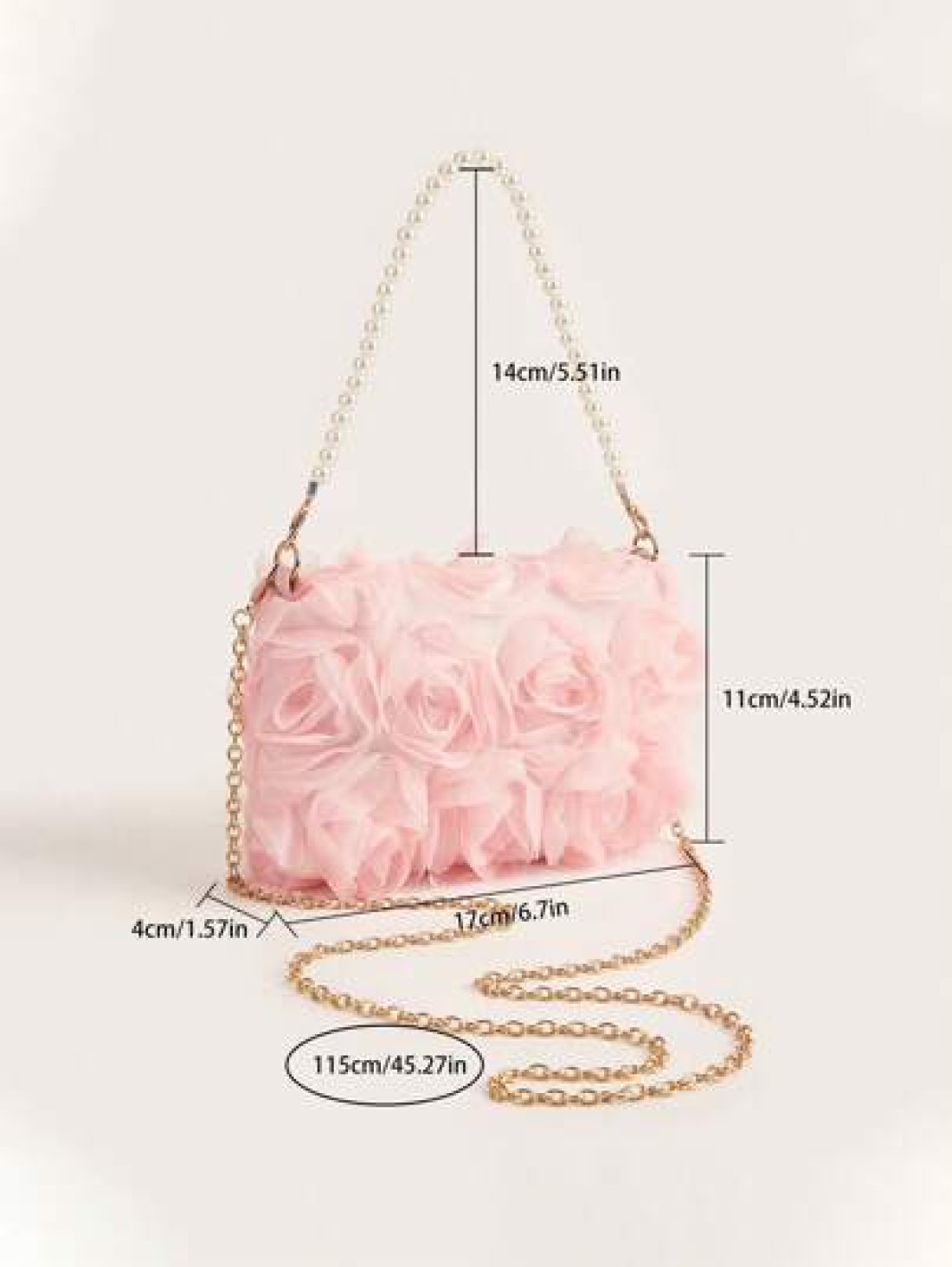 New Pearl Flower Decor Evening Clutch Handbag Shoulder Cross Body Bag For Formal Dresses