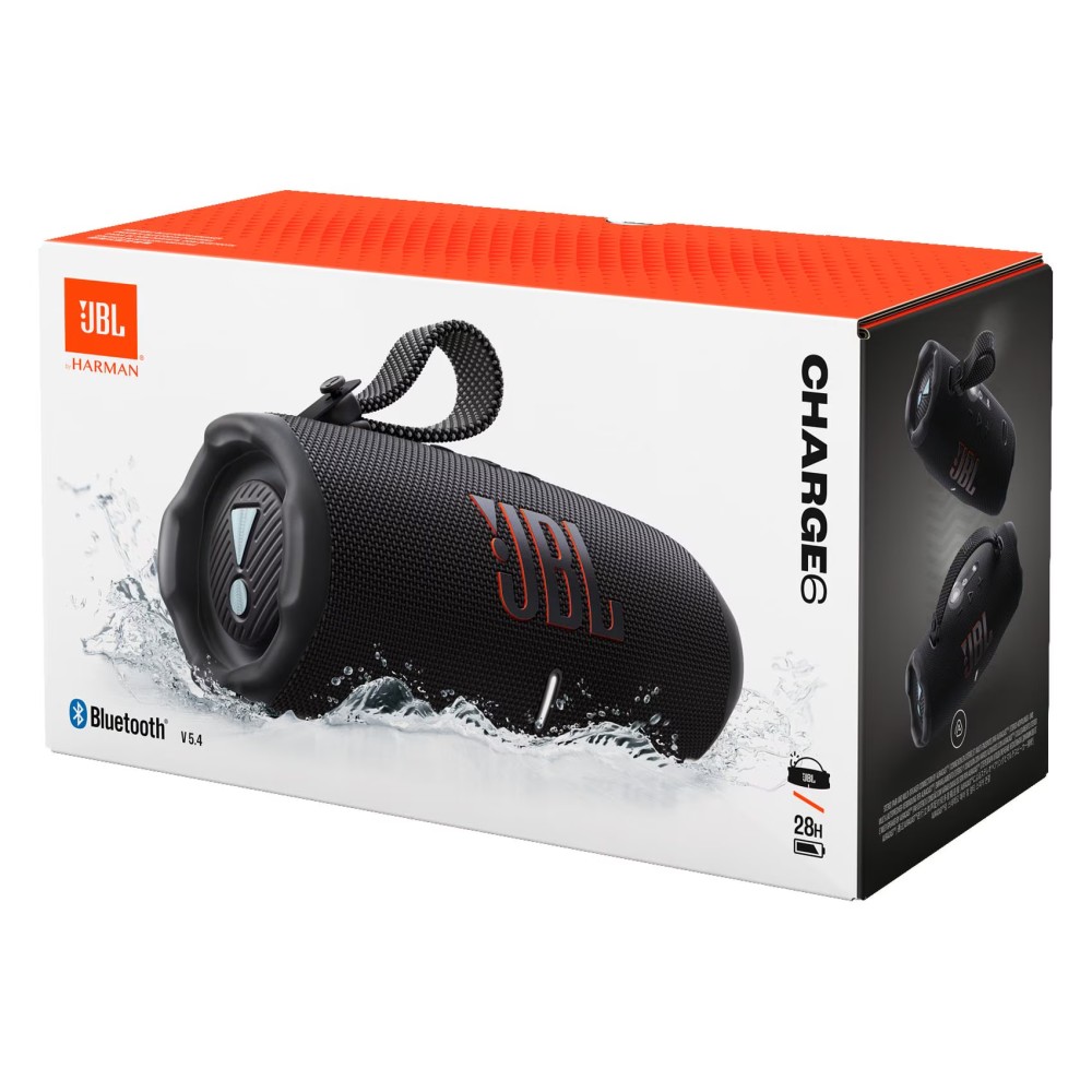 JBL Charge 6 Bluetooth Speaker, Water-Resistant, Black