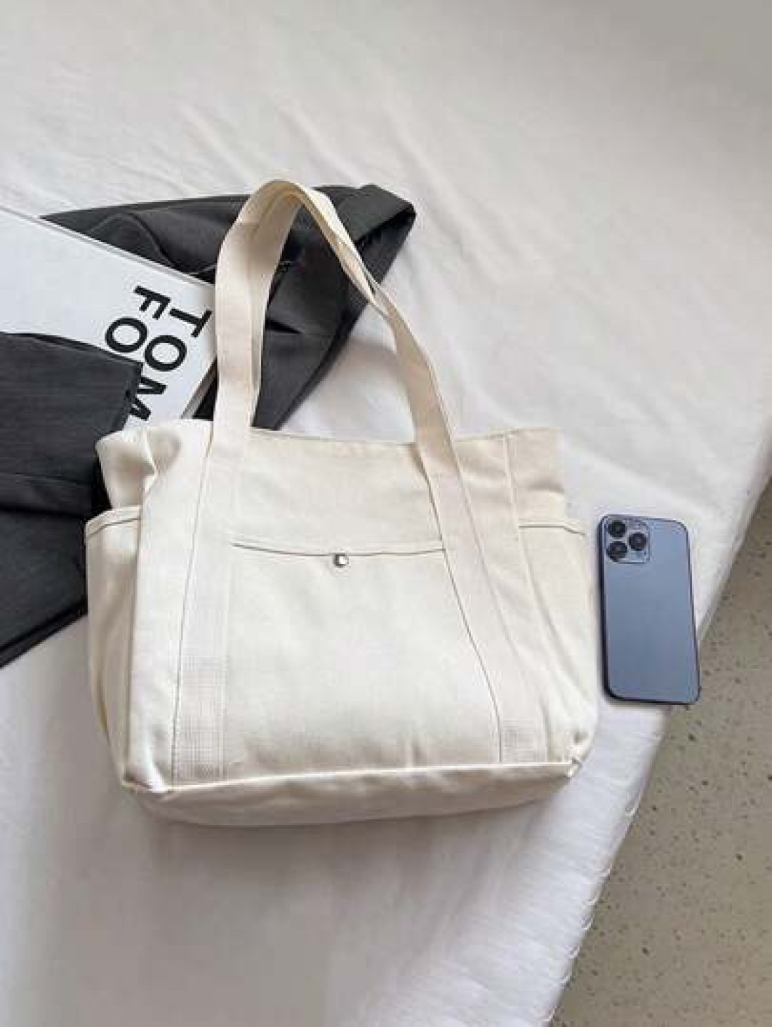 Multi Pocket Tote Bag For Women Canvas Bag With Handle Bag Large Capacity Purse Reusable Handbag Canvas Tote Bag Perfect For Daily Use And Travel Tote Bags For Students Multiple Compartments Perfect F