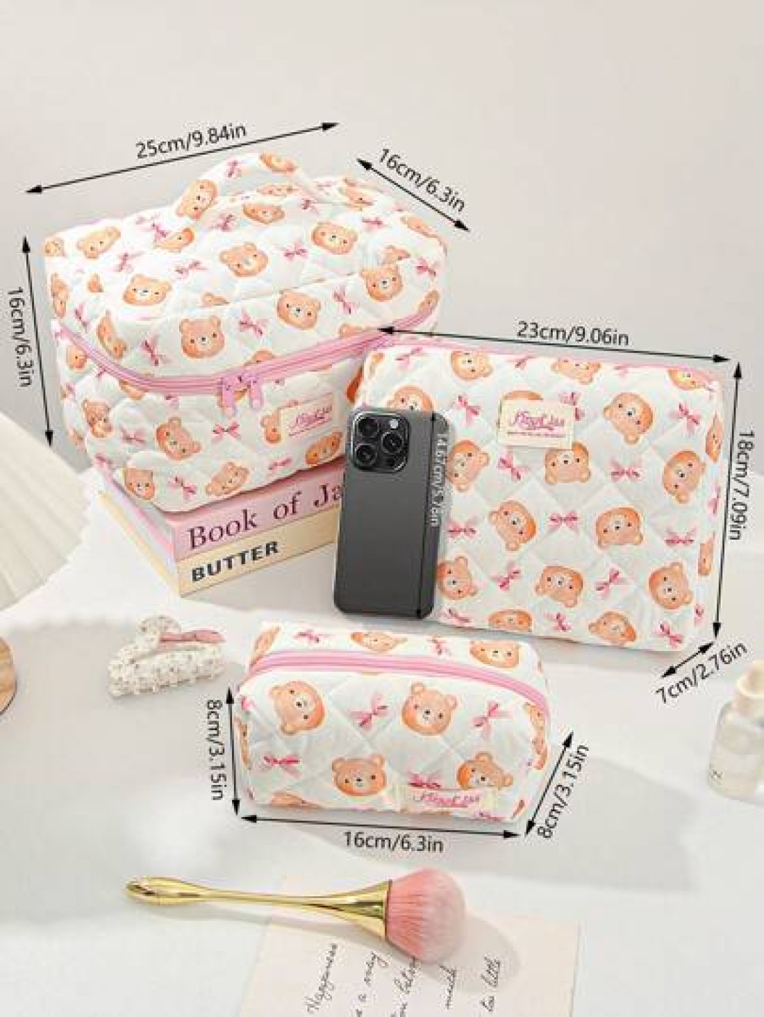 1 Piece Large Capacity Women Makeup Bag Fashion Sweet Style Cosmetic Bag Set Printed Wash Bag Sorting Storage Bag Vanity Organizer Beauty Case Zipper Pouch Makeup Bag Toiletry Bag Versatile Storage Ba