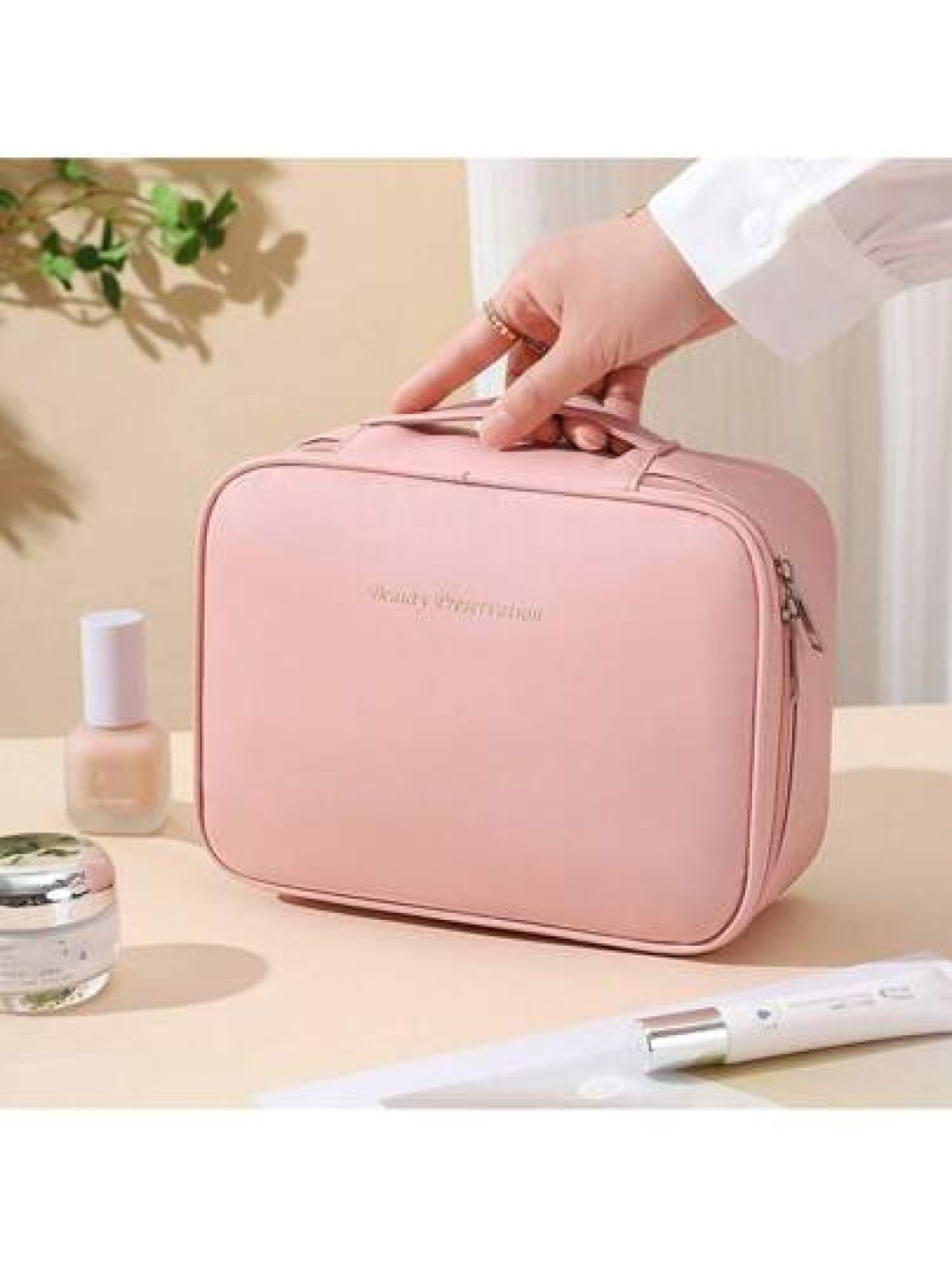 Multi Function Makeup Bag Large Capacity Cosmetic Organizer Travel Portable Handheld Waterproof Toiletry Bag Travel Essential Makeup Organizer