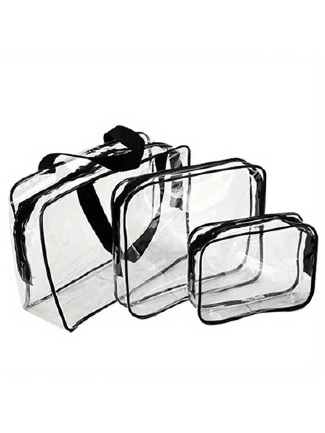 3Pcs Set Transparent Toiletry Bags Large Capacity Travel Organizer Storage Pouch Makeup Cosmetics Bag Multifunction Makeup Bag Beach Pool Spa Gym Bag Large Capacity Travel Toiletries Zipper Storage Ba