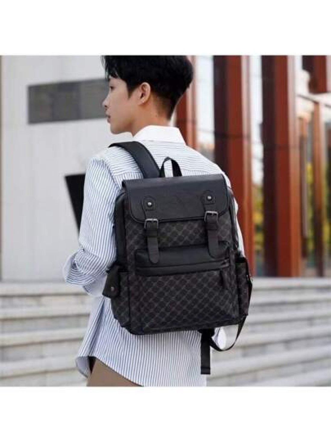 Hot Selling Men s Backpack Laptop Bag Fashion Casual Plaid Schoolbag Large Capacity Business Travel Rucksack