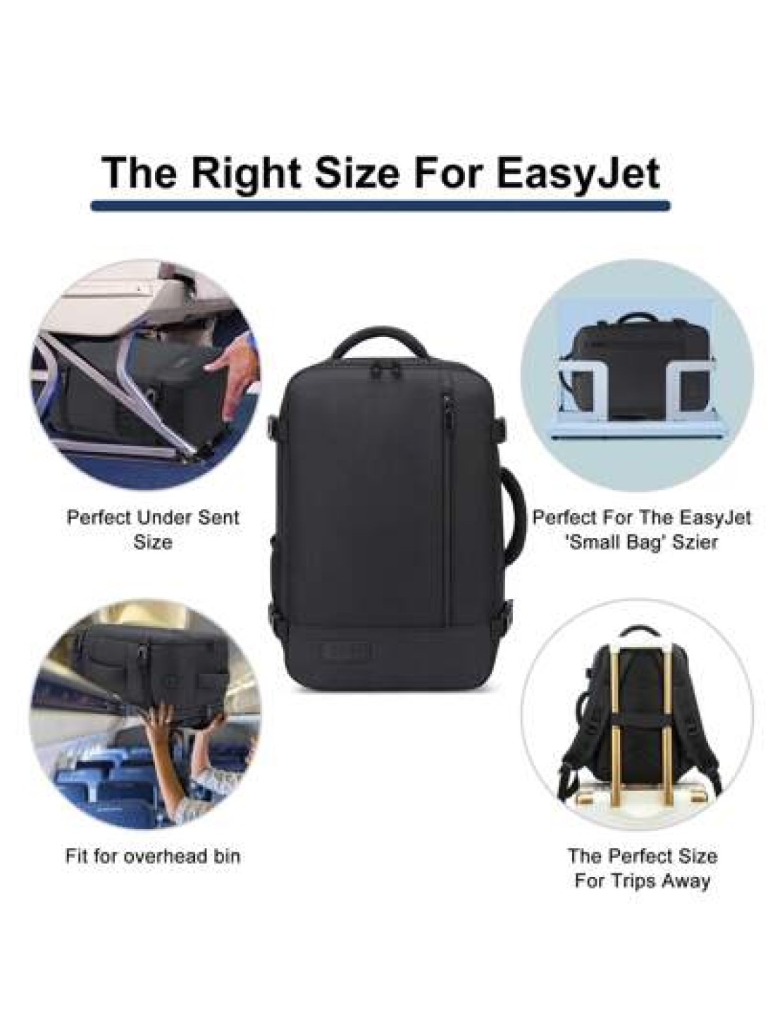 EZUOLA 40x20x25 Cm Handbag Luggage Lightweight Waterproof Travel Bag With Laptop Compartment Suitable For Men Women Students Business People School Gym Travel Business Black And Blue Holiday Essential
