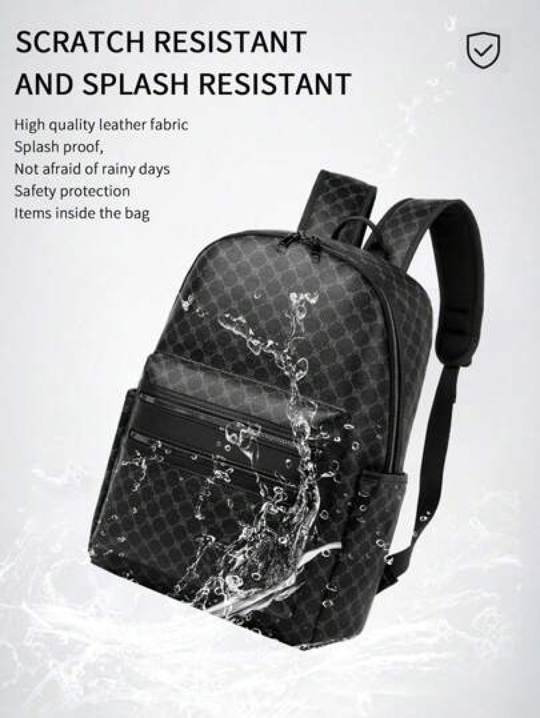 Large Capacity Printed Retro Backpack Unisex Fashion PU Leather Business Laptop College School Bag