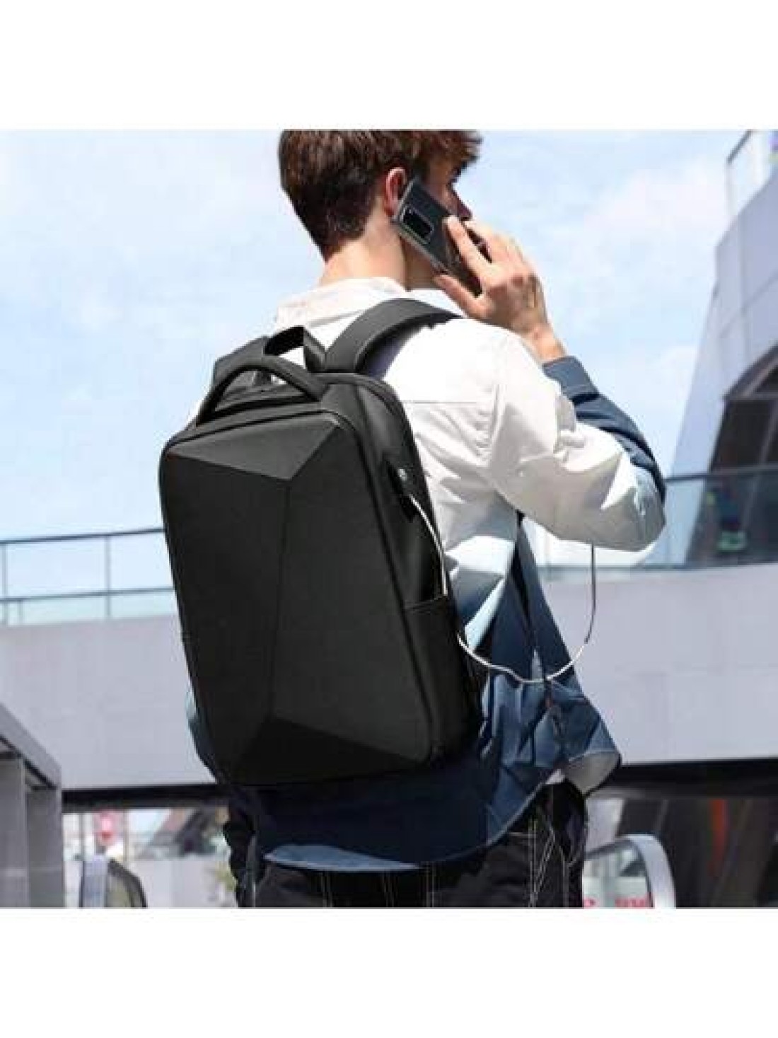resilver Anti Theft Backpack Waterproof Black Business USB Charging EVA Hard Case Travel Laptop Backpack Fit For 16 Inch Notebook Christmas Fall University School Bag For School College Gifts Scream B