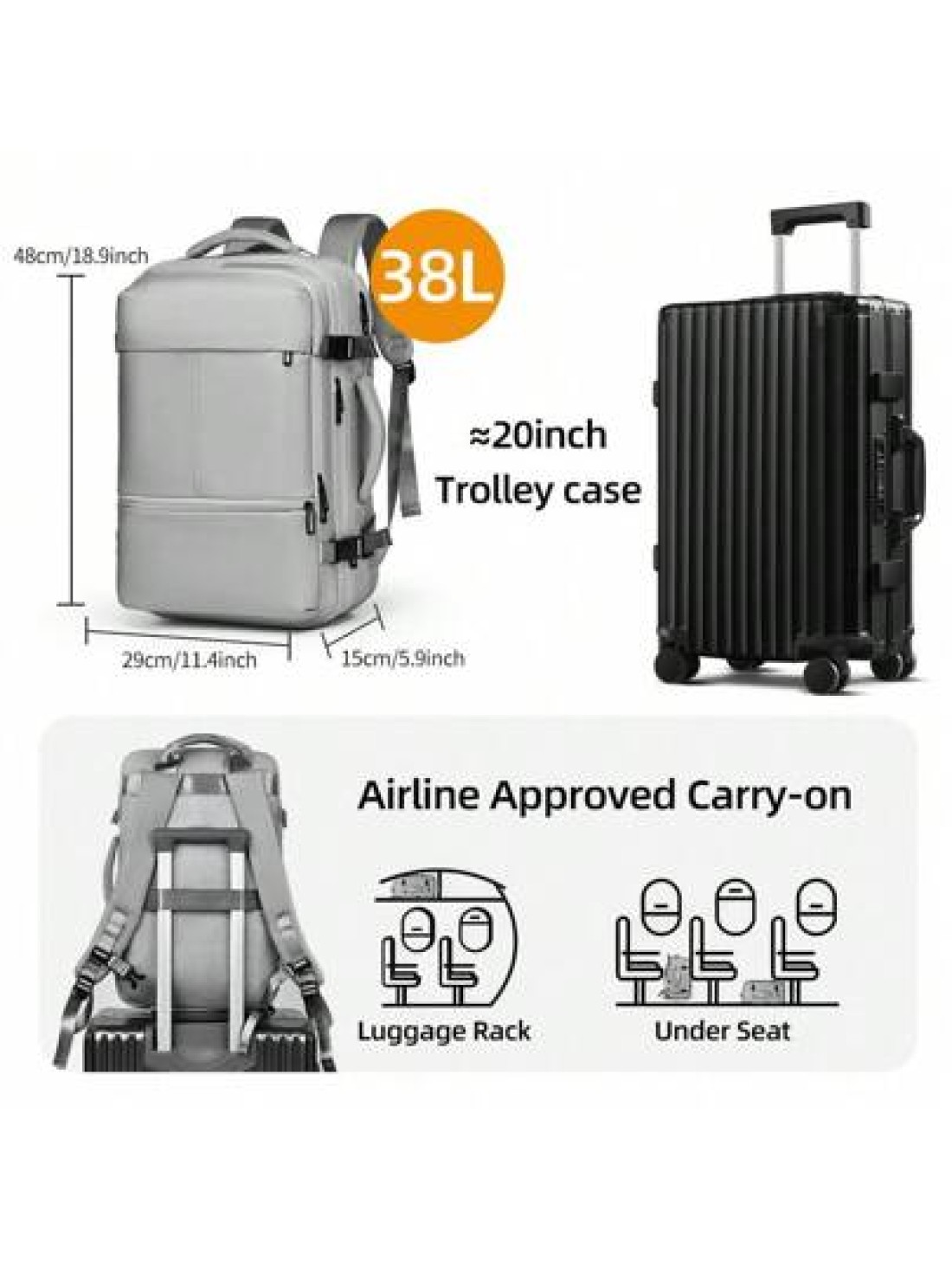 Clevn Kare Large Multi Compartment Travel Backpack Space Saving Design Fabric Carry On Friendly Suitable For Weekend Getaways Camping And Laptop Storage Compression System Dual Handle Backpack