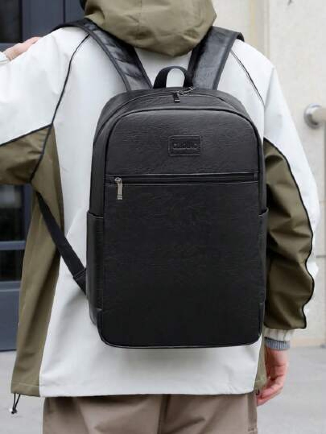 Faux Leather Vintage Backpack Slim 15 6 Inch Laptop Bag Casual Travel Daypack Brown Black Vacation School Summer Water Proof Carry On PU Leather Business Casual Black Husband Purse Holiday Computer Bl