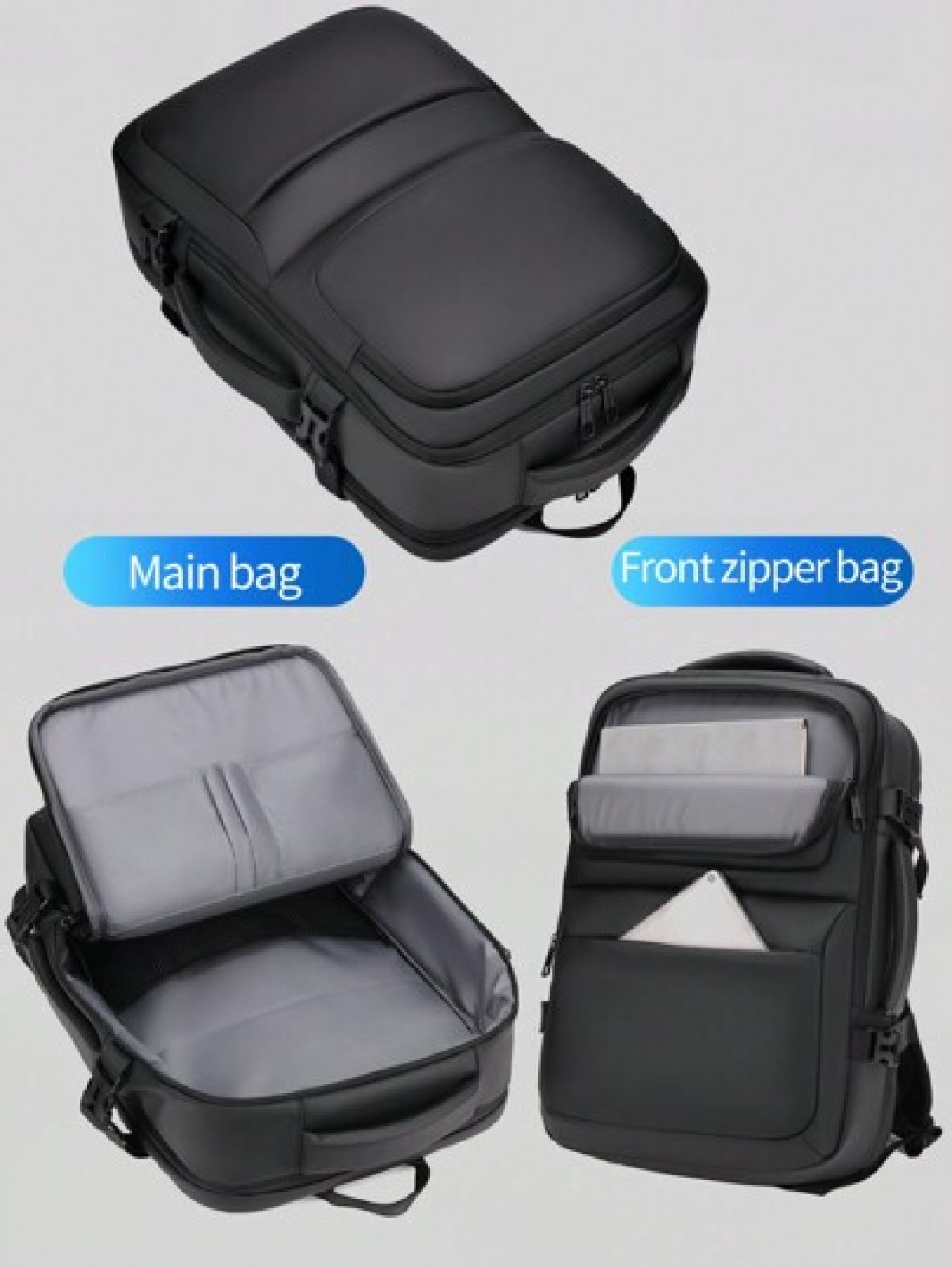 1pc Expandable Large Capacity Travel Backpack Outdoor Beach Bag School Student Backpack Weekend Overnight Bag With Wet Dry Separation Multiple Pockets Scratch Resistant Water Resistant Fabric Holiday