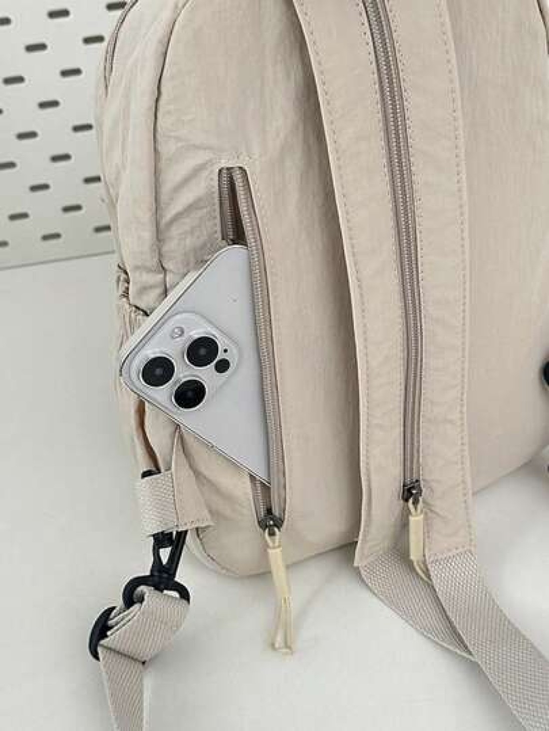 Solid Color Nylon Mini Backpack Unisex Multipurpose Handheld Shoulder Bag Suitable For College Students Zipper Closure Daily Wear