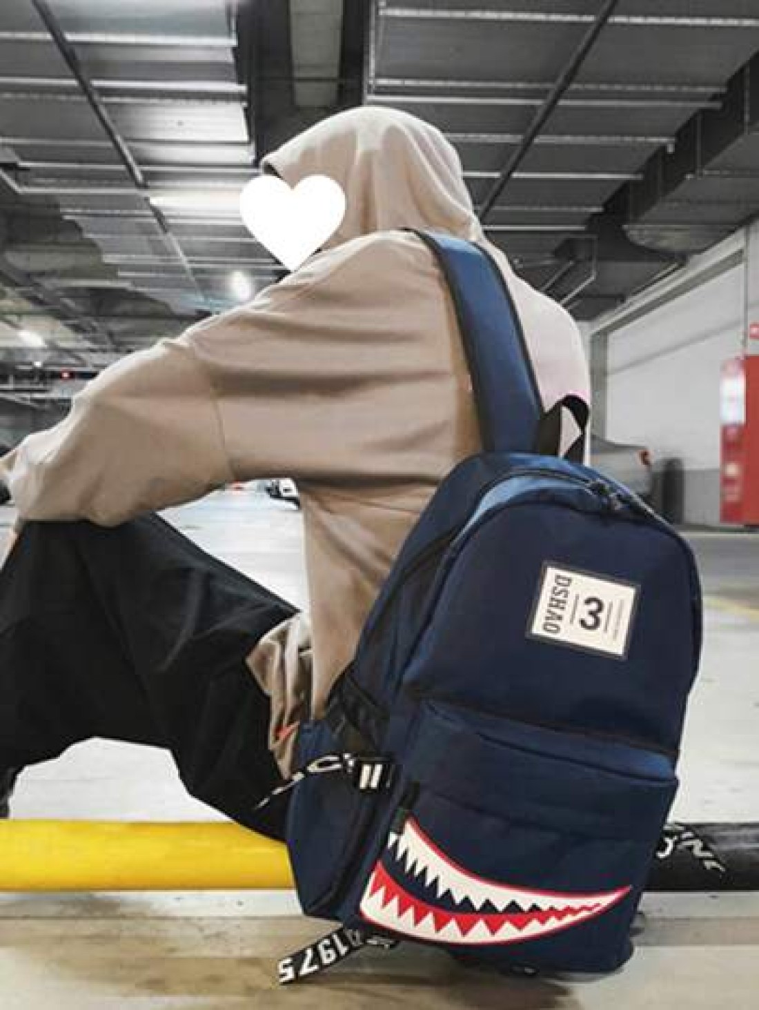Street Fashion New Backpack Creative Large Shark Design Korean Style For High School College Students Casual Rucksack All Straps And Prints Letters Are Random School Backpack