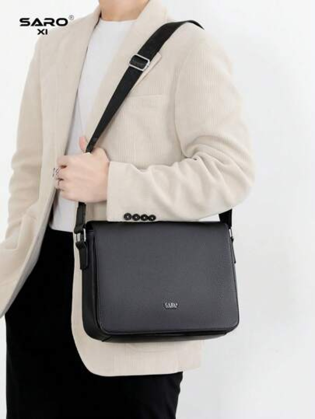 saroxi Casual Messenger Bag For Men Multi Functional Large Capacity Adjustable Strap Travel Hiking Applicable Solid Color Simple Fashion Essential For Young Men Students Fall Christmas Winter Gifts Go