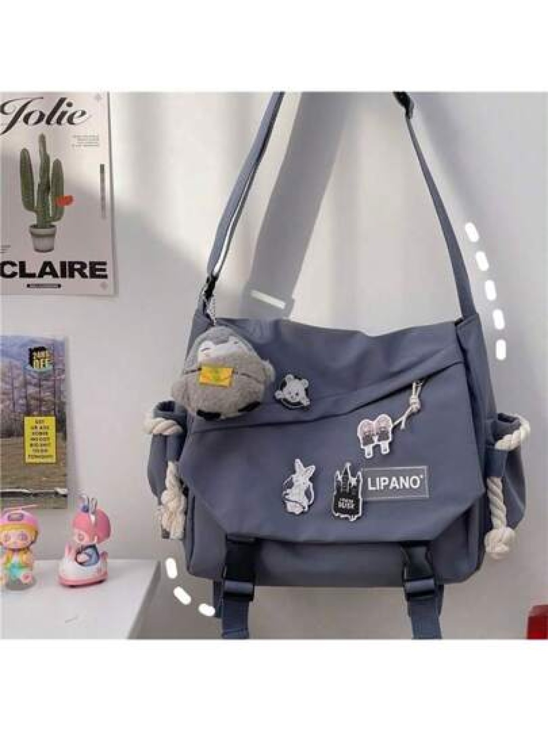 1pc Japanese Harajuku Style Solid Fashionable Casual Large Capacity Women Crossbody Bag High Shool Girls Messenger Bag For Class Teens Girls Boys Street Campus Crossbody Bag For University High Shool
