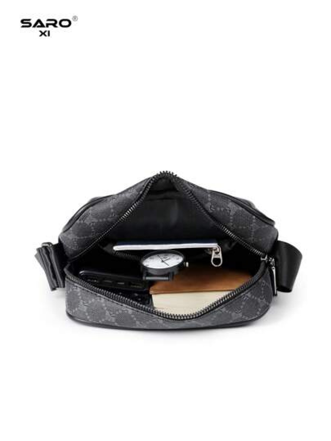 Men s Slanted Shoulder Bag With Side Pocket Crossbody Bag Shoulder Bag Square Bag Multi Function Suitable For Commuting PVC Casual Bag Simple Style Black Floral Gift For Men Boyfriend Luxury Bags