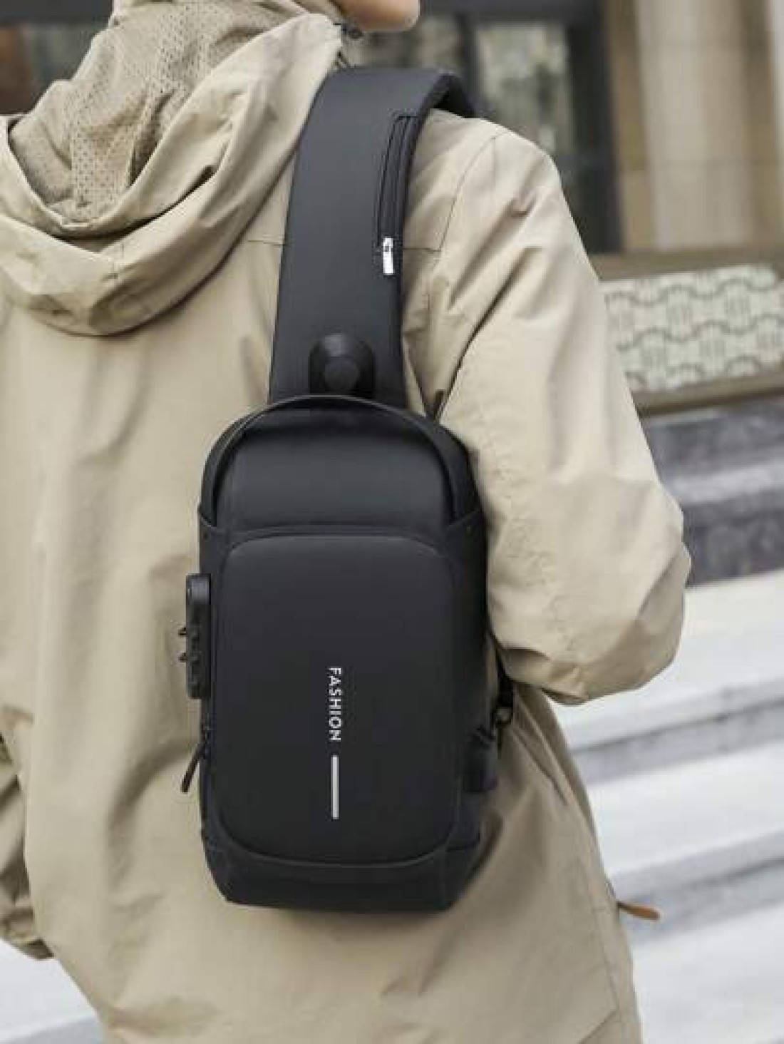 New Motorcycle Bag With Password Lock Anti Theft Crossbody Bag Men Sports Outdoor USB Interface Chest Bag Sling Bag