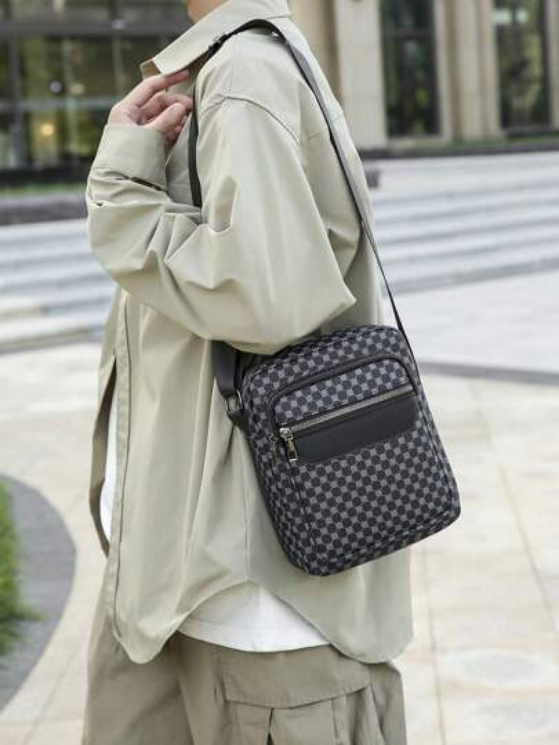 Men s Printed PU Leather Shoulder Bag Small Briefcase Business Bag With Anti Theft Zipper For Travel Christmas Gifts Bag Crossbody Bag Winter Zipper Bag Thanksgiving Purse Holiday Tote Bag Messenger B