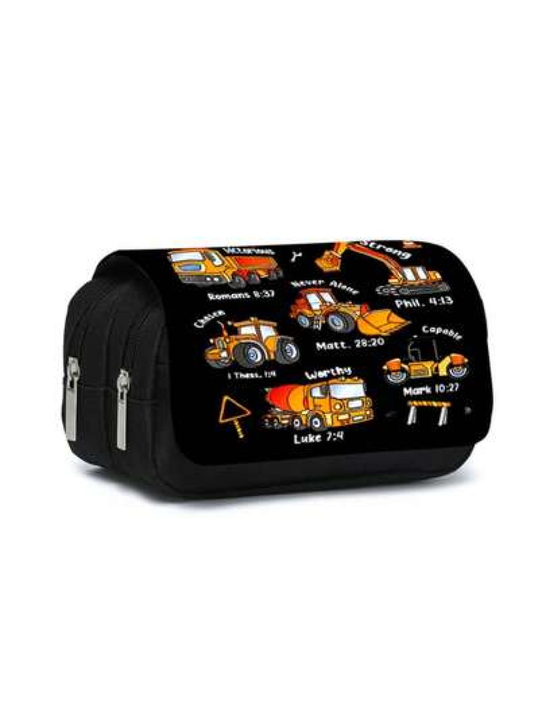 Truck Pattern Printed Double Layer Flip Pen Bag
