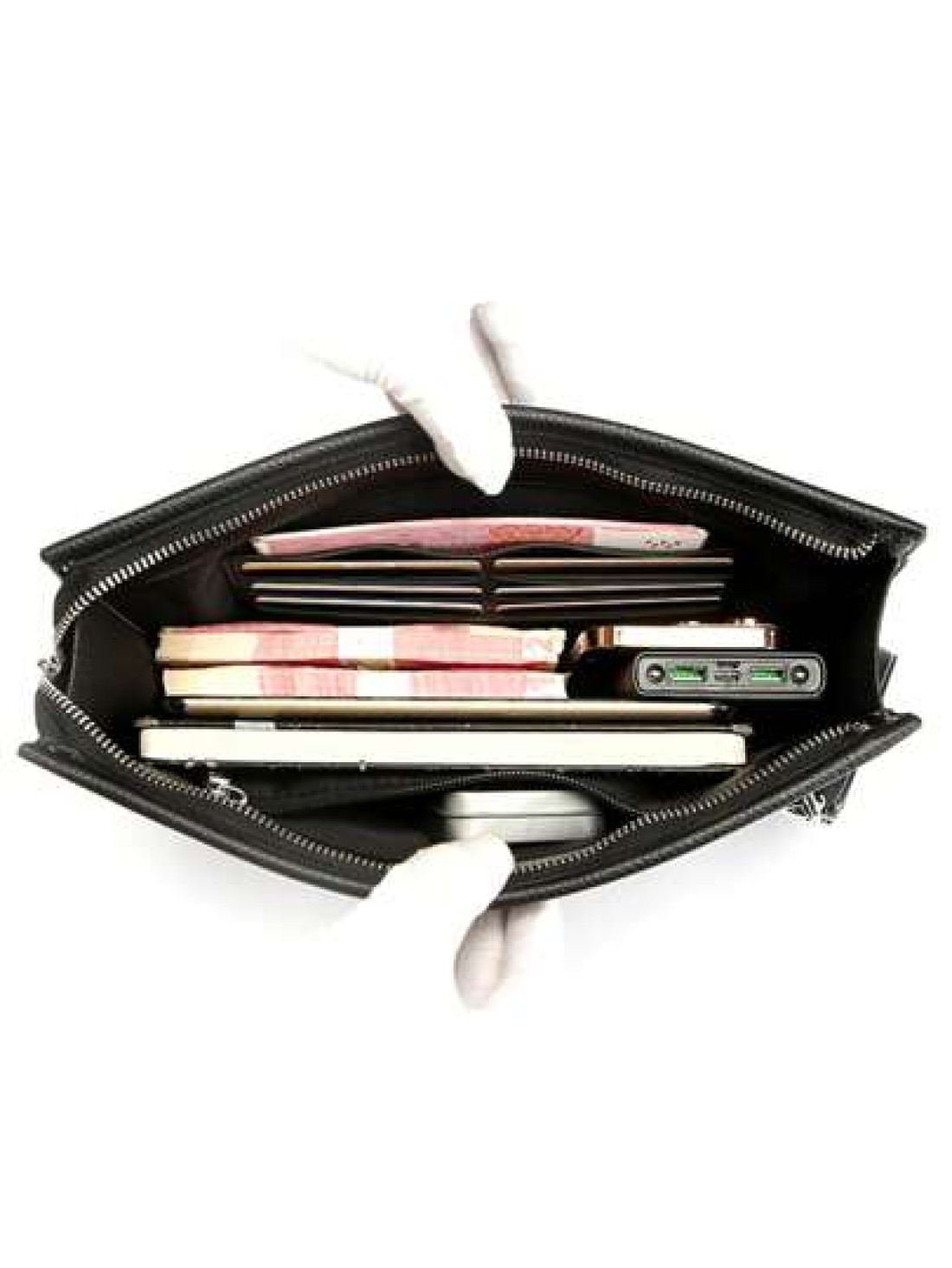 gorchis New Style Men s Clutch Bag Black Toiletry Bag Large Capacity Business Hand Carry Bag Simple Versatile PU Leather Underarm Envelope Bag With Multi Card Slots Fashion Man Bag