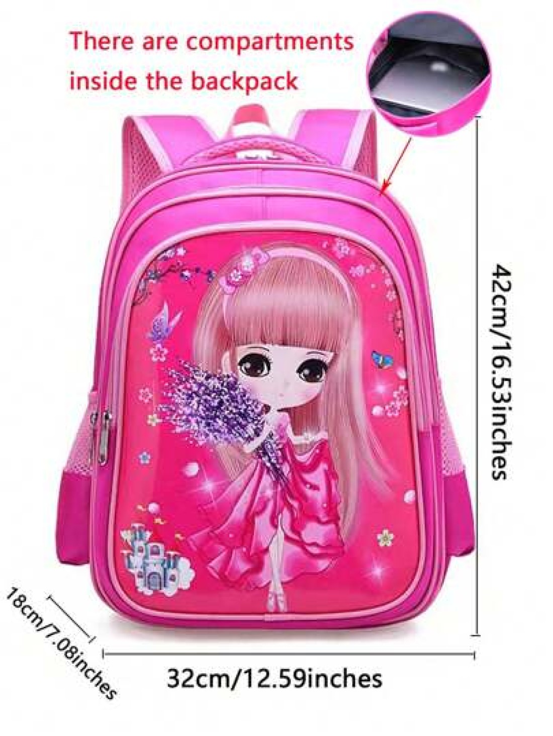 1pc Cute Easter Bunny Backpack Adorable Princess School Bag Cartoon Bookbag Large Capacity Student Backpack