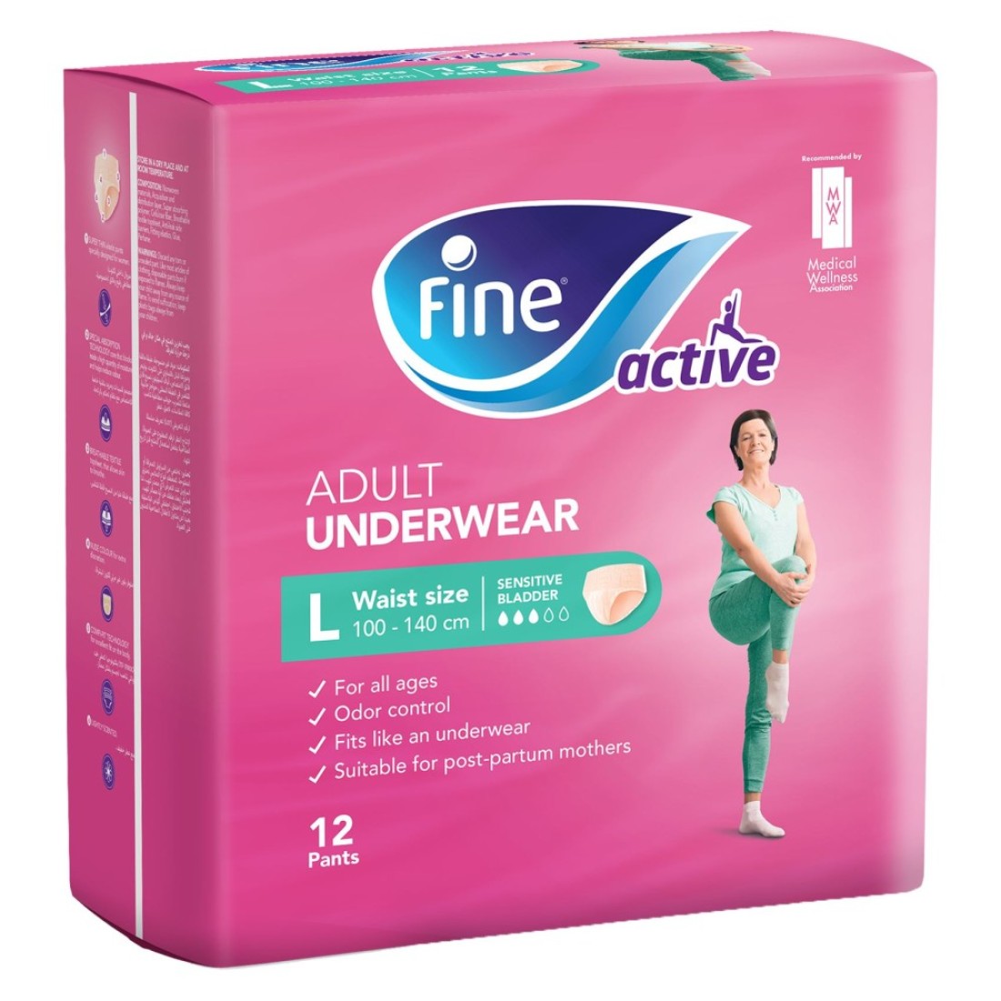 Fine Active Female Postpartum Diapers Large Size Pack Of 12 Pull-Ups