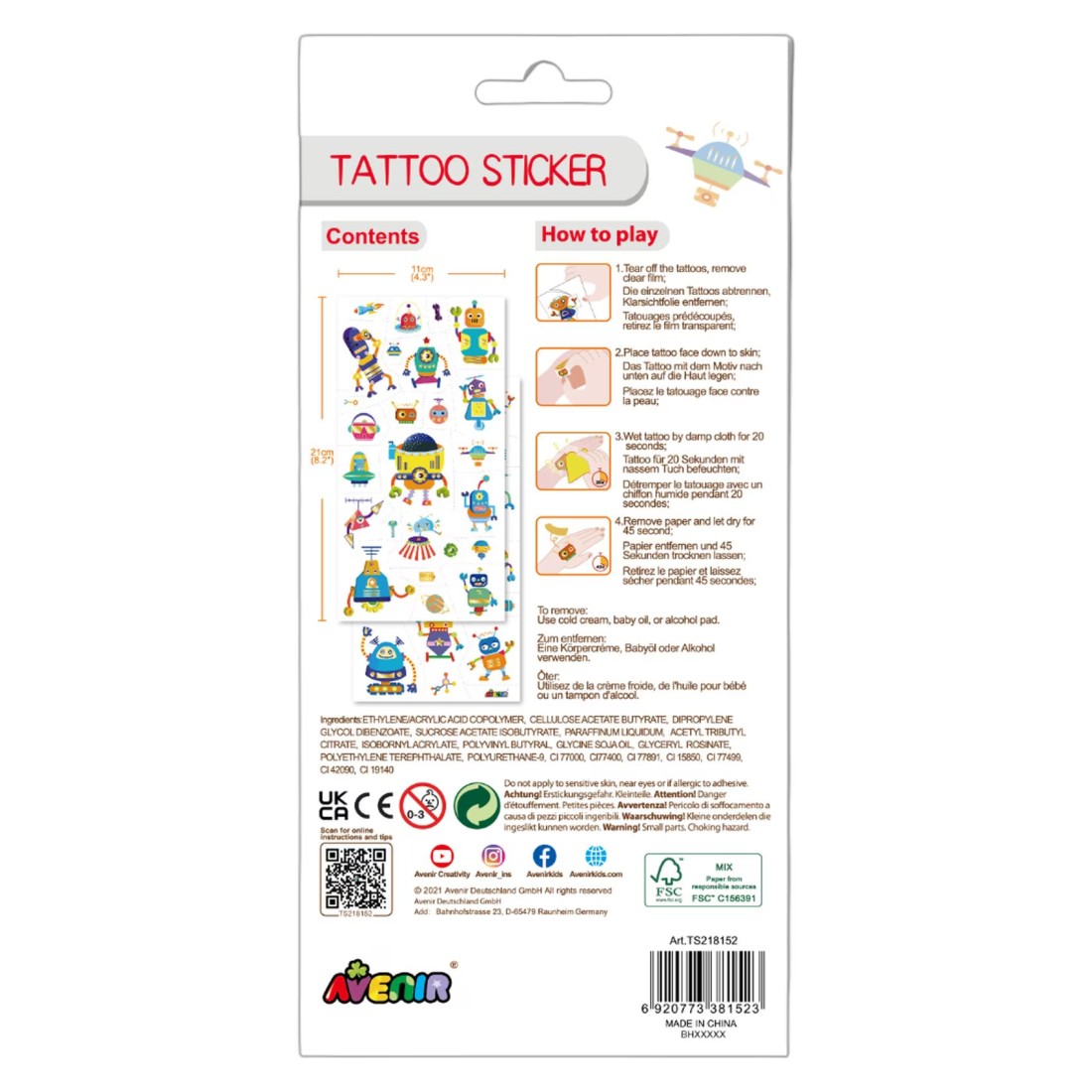 Avenir Tattoo Sticker AVTS2181(45-52) Assorted