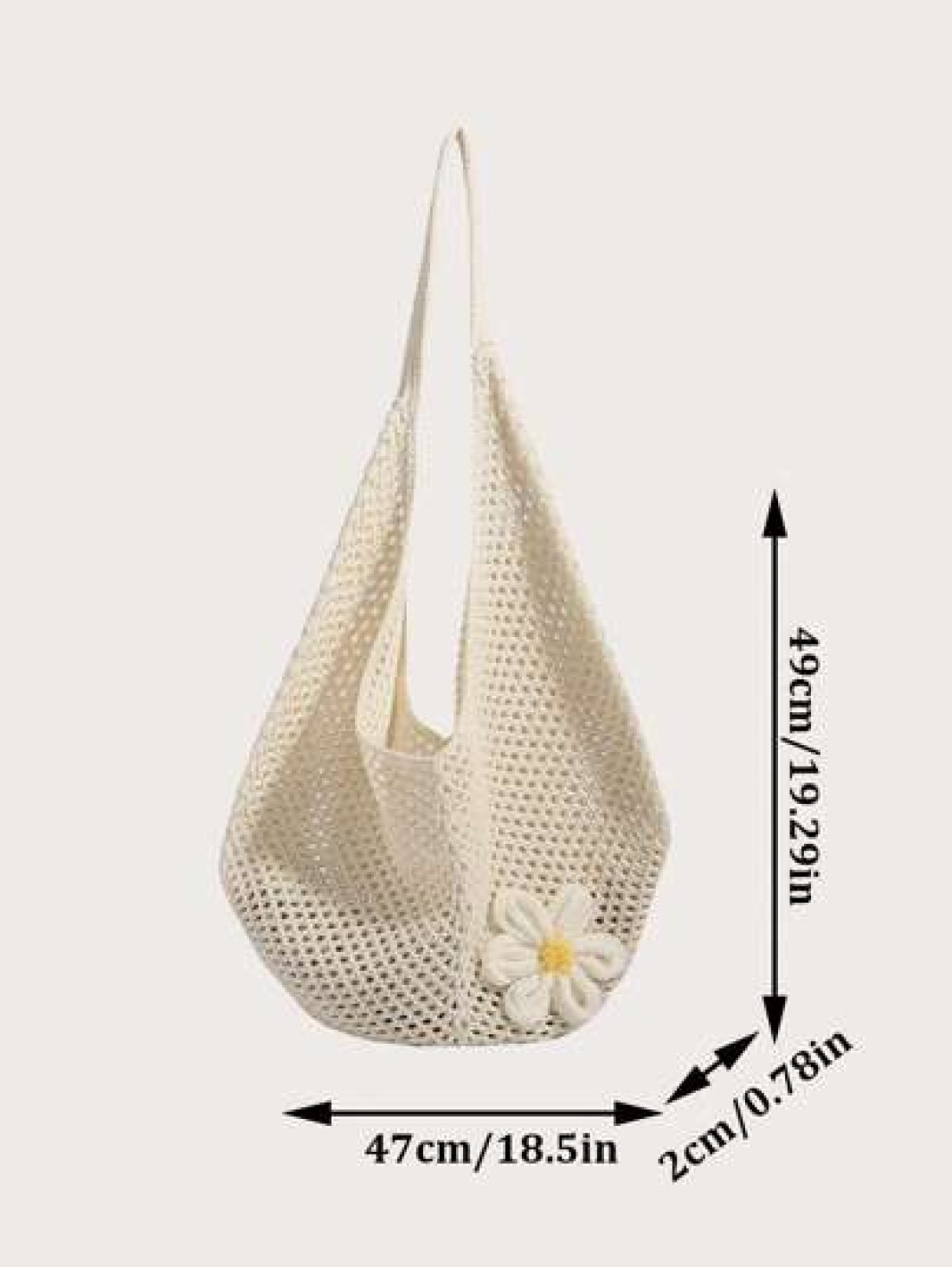 Yogodlns Hollow Out Weave Bag Bohemian Style Beach Handbag Hollow Tote Bag Large Capacity Slouchy Style Beach Bag Shopping Women Casual Beach Bag Large Capacity Crochet Flower Tote Bag Fashion Tote Ha