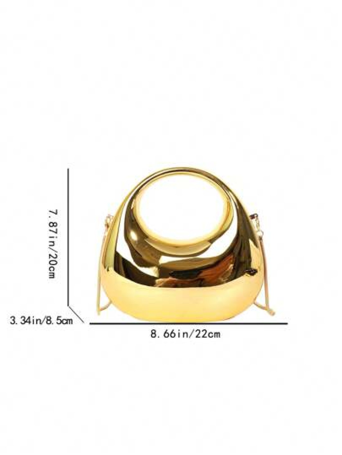 1pc New Arrival Golden Acrylic Clutch Bag Fashionable Personalized Handbag For Evening Party With Light Silver Color Moon Shaped Glittering Surface Detachable Metallic Chain Strap For Crossbody Wearin
