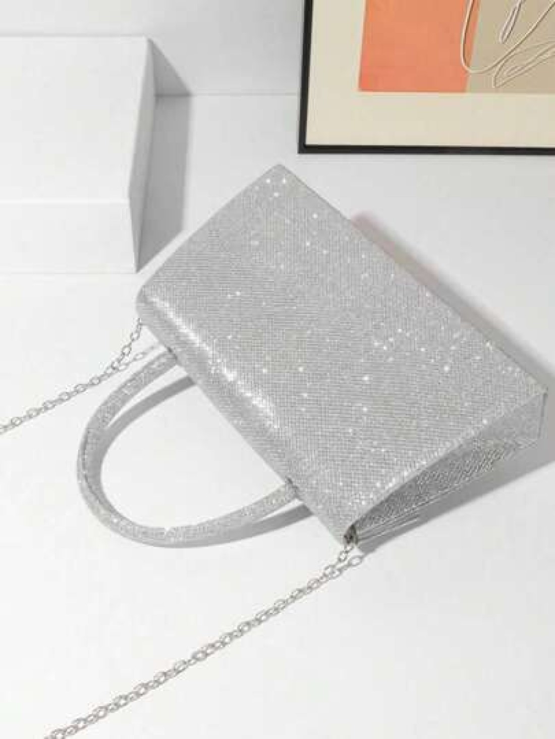 Glitter Bowkont Decorate Purse With Top Handle Evening Bag Black Crossbody Bags Wedding Party Shoulder Bag