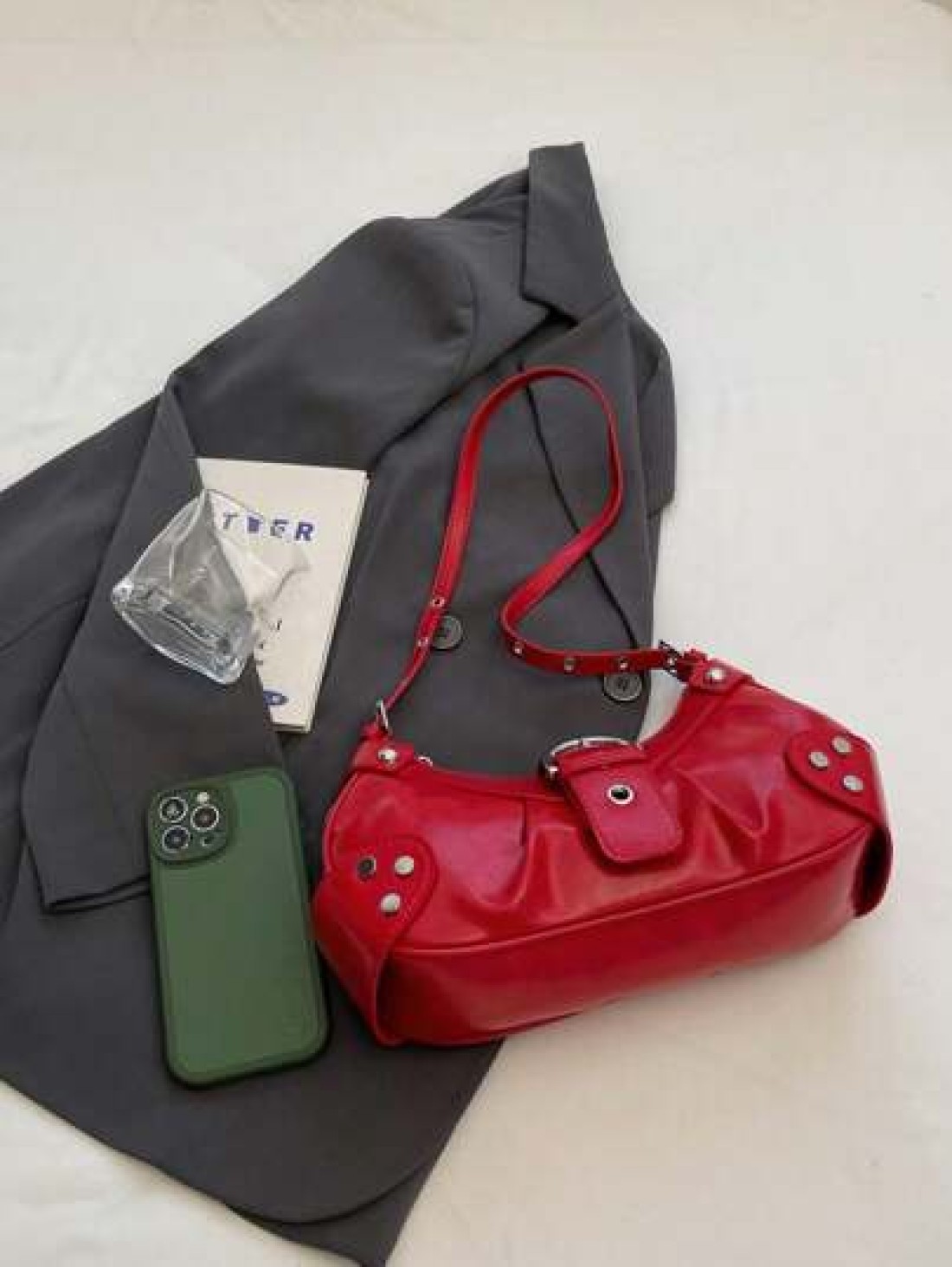Niche Design Casual Versatile Minimalist Fashion PU Texture Shoulder Crossbody Handheld Crescent Bag