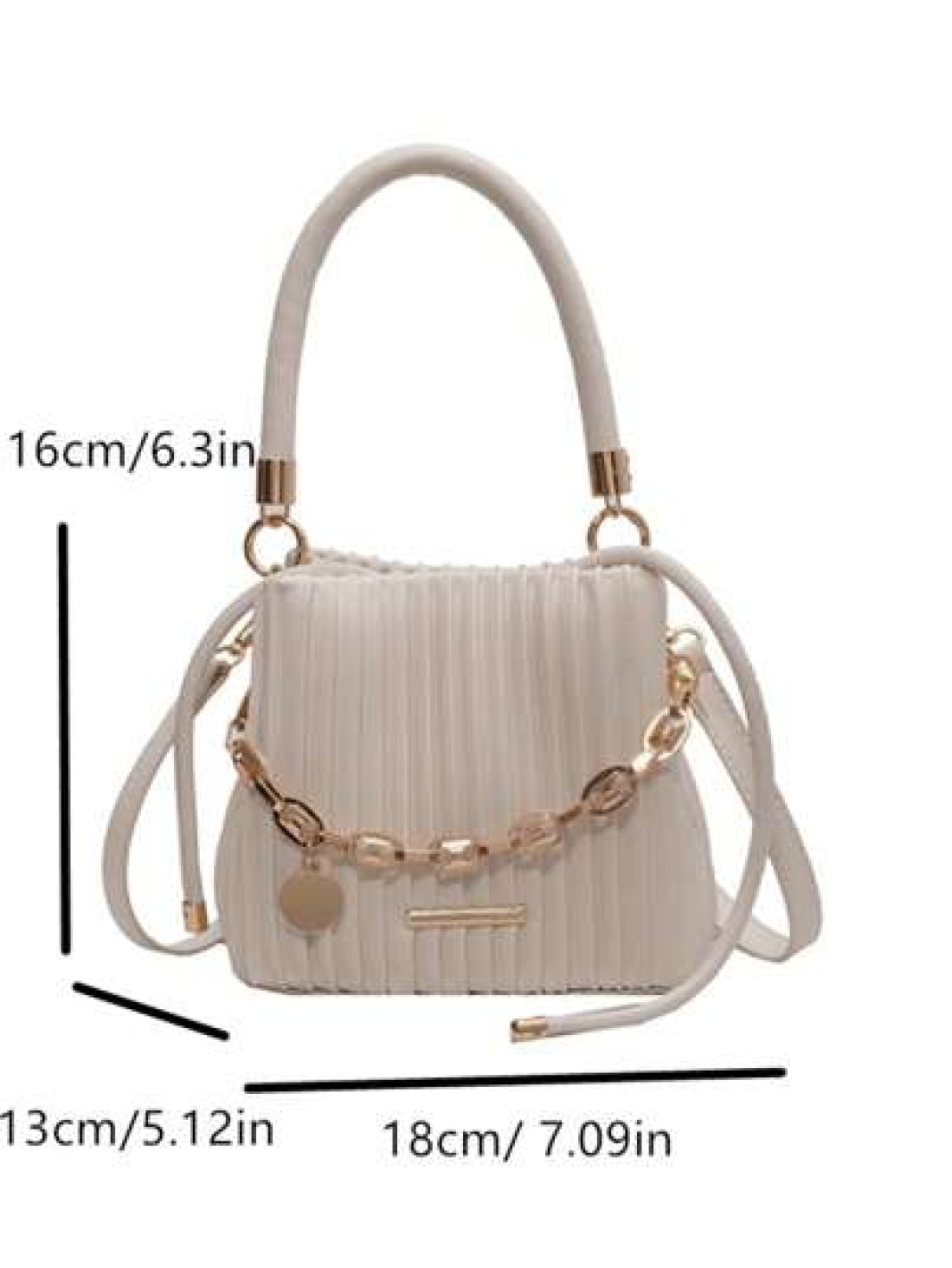 Mini Pleated Bucket Bag With Chain Decor