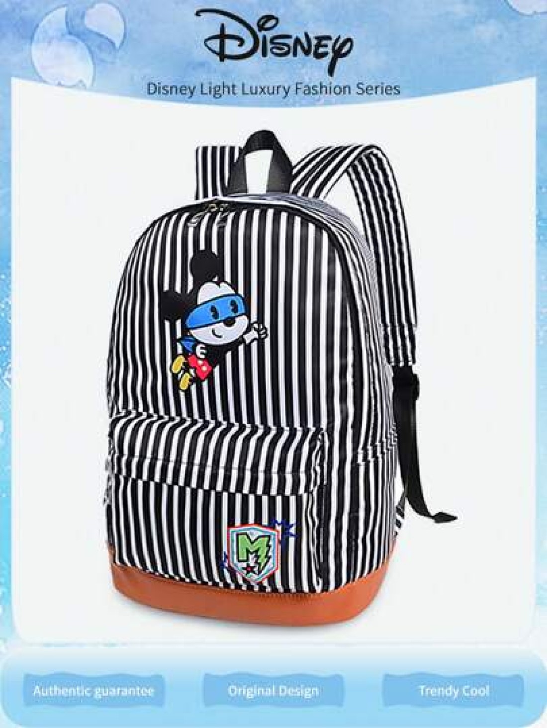 Disney Disney Genuine Authorized Mickey Mouse Stripe Lightweight Backpack