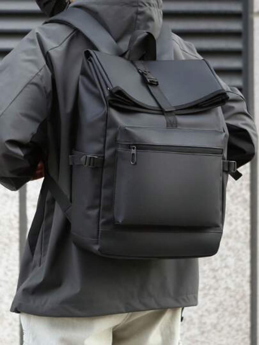 New Black Waterproof Flap Cover Backpack For Men Business Travel Commute Office Laptop Bag Leisure Outdoor Fitness Bookbag Middle School Student Gift Bag