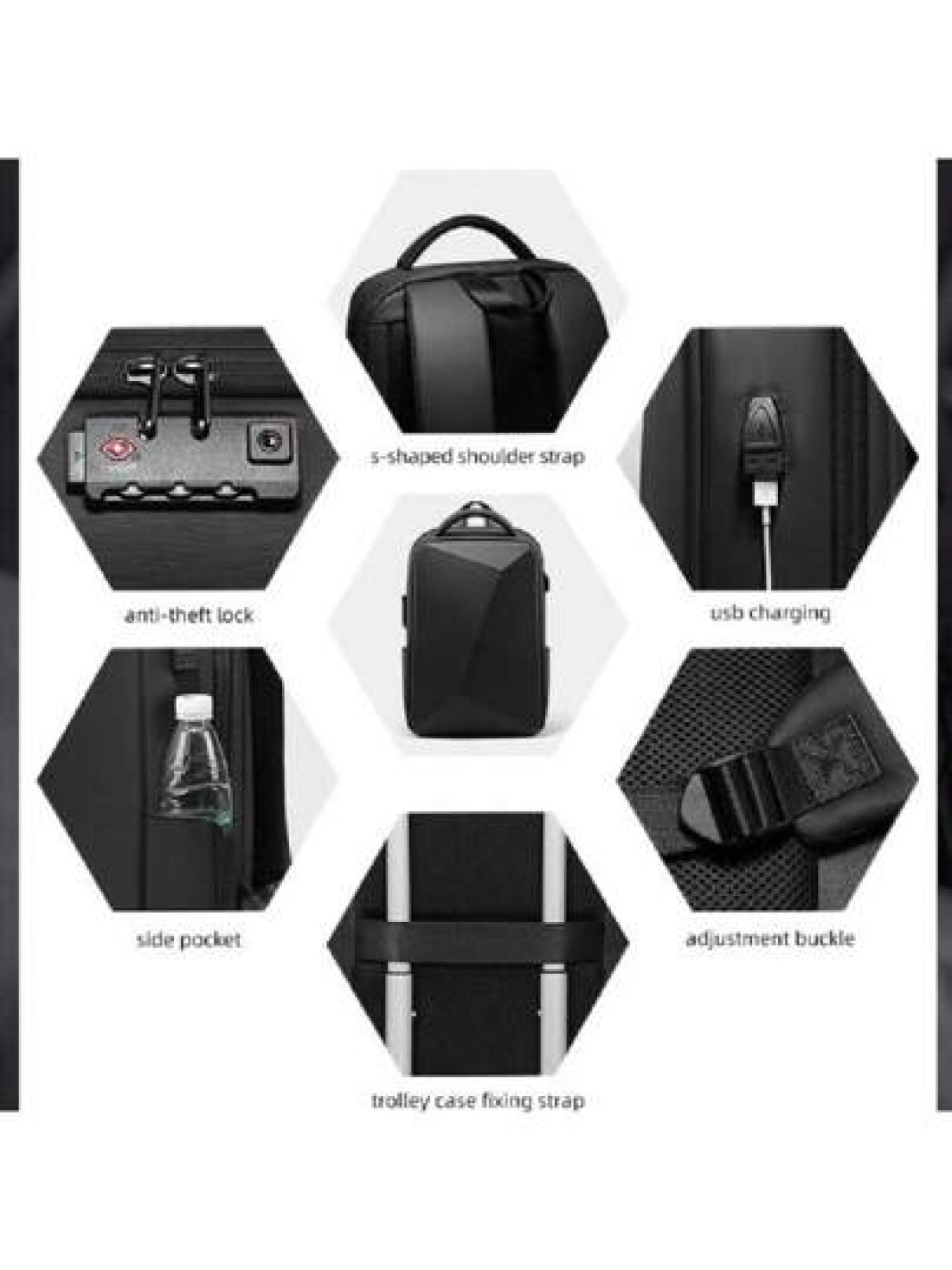 resilver Anti Theft Backpack Waterproof Black Business USB Charging EVA Hard Case Travel Laptop Backpack Fit For 16 Inch Notebook Christmas Fall University School Bag For School College Gifts Scream B