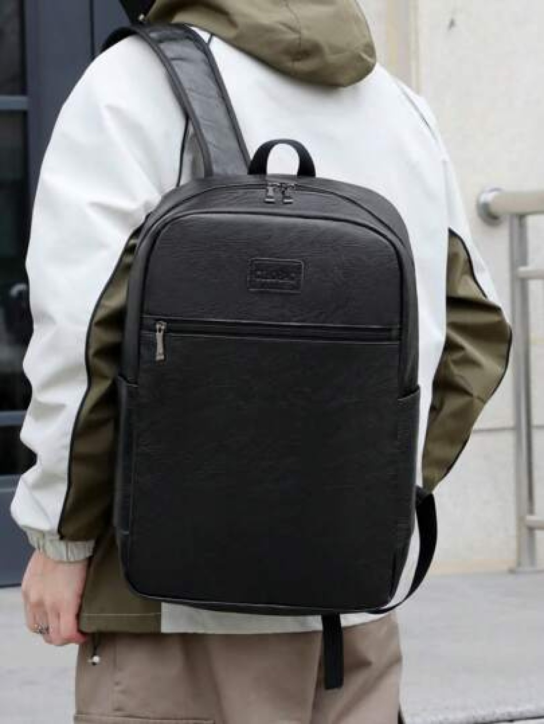Faux Leather Vintage Backpack Slim 15 6 Inch Laptop Bag Casual Travel Daypack Brown Black Vacation School Summer Water Proof Carry On PU Leather Business Casual Black Husband Purse Holiday Computer Bl