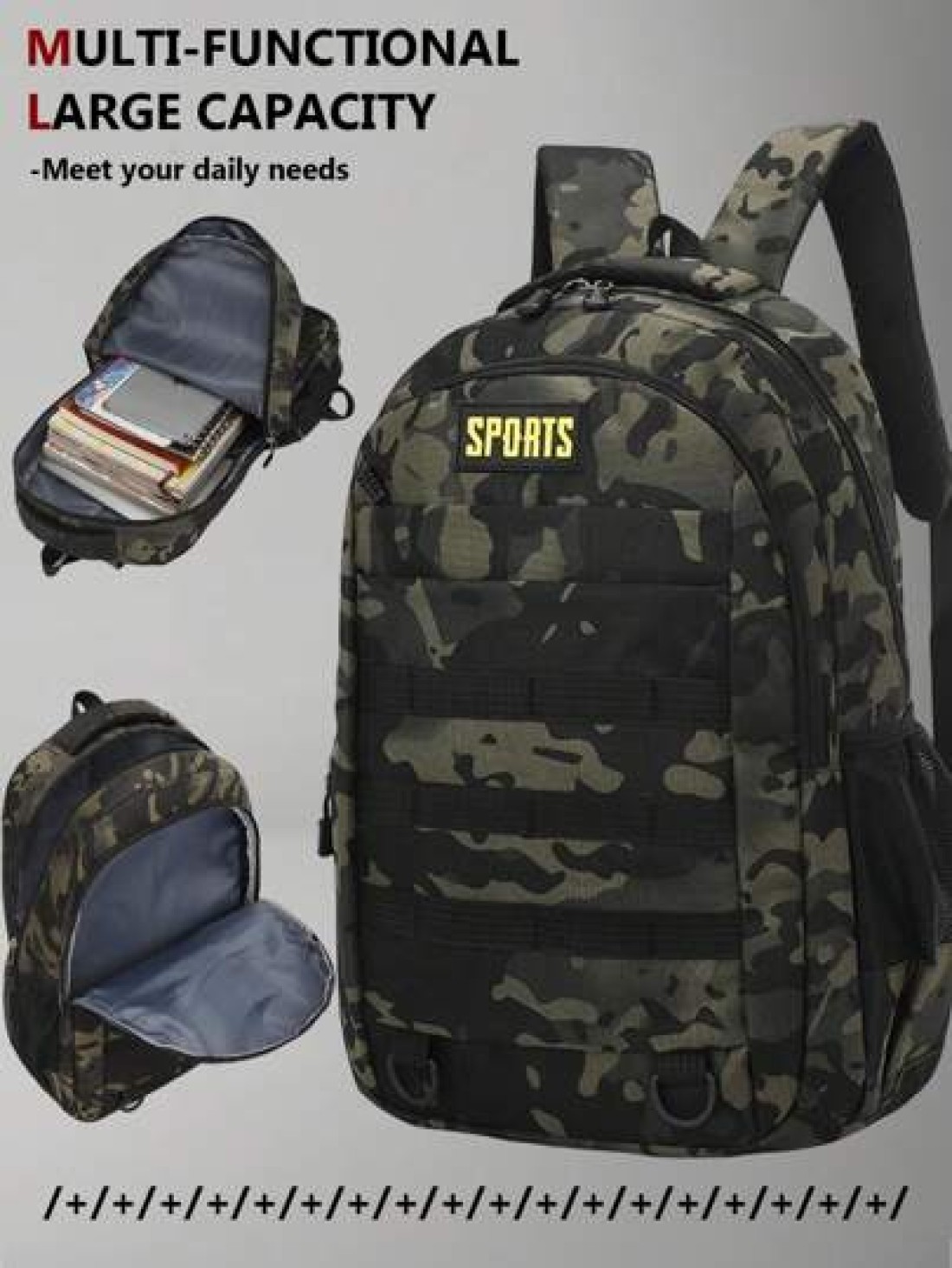 Camouflage Tactical Backpack Men Purse Can Hold 15 6 Inch Computer Bag Lightweight School Bag Large Capacity Travel Bag Commuter Convenient Day Bag Multifunctional Book Bag For Students Junior High Sc