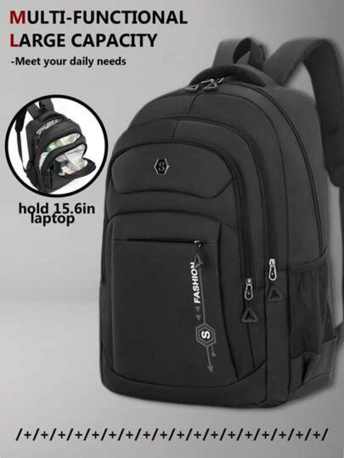 Leisure Sports Style Nylon Backpack Can Hold 15 6In Computer Bag Large Capacity School Bag Lightweight Multi Functional Travel Bag Convenient Storage Day Bag Fashion Business Trip Bag Suitable For Stu