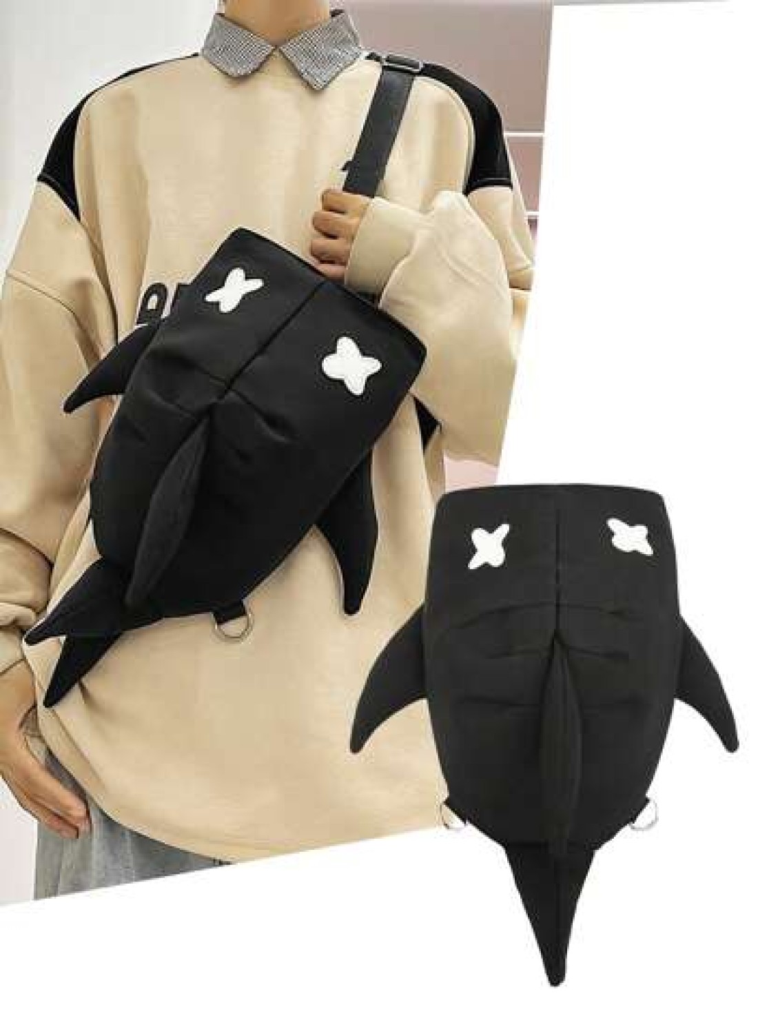 peach tree Shark Design Backpack Casual Shoulder Bag Suitable For High School College Students Couples Travel Sports Commuting Multi Pocket Lightweight Peach Tree Scream Bag Suitable For Halloween Chr