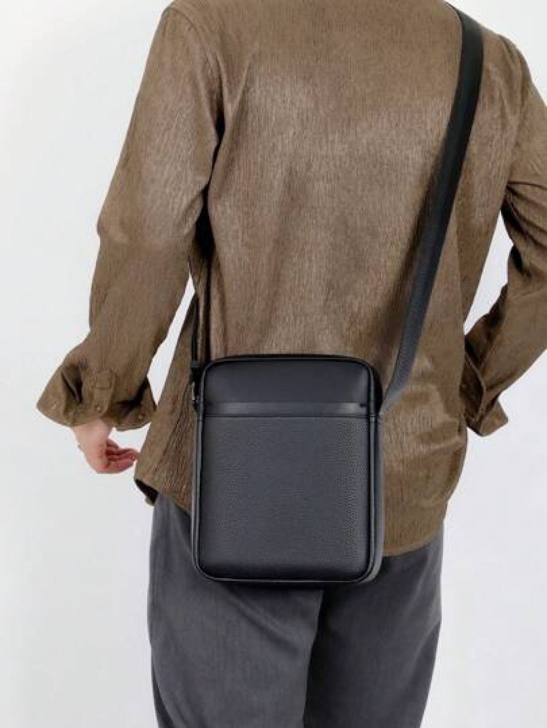 Men Bag Shoulder Bag Crossbody Bag Lychee Pattern Large Capacity Work Bag Weekend Travel College Bag For Books Multi Functional University Bag Casual Thanksgiving Purse Bag PU Material Crossbody Bag C