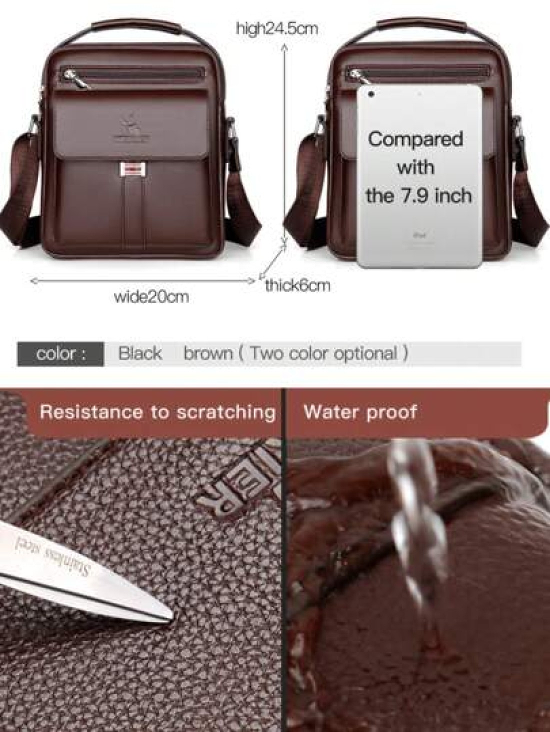 1pc Men s Shoulder Crossbody Waist Hand Chest Bag PU Water Proof Wear Resistant Material With Large Capacity Pockets Adjustable Strap Convenient And Portable New Fashionable Business Bag Ideal Gift Si
