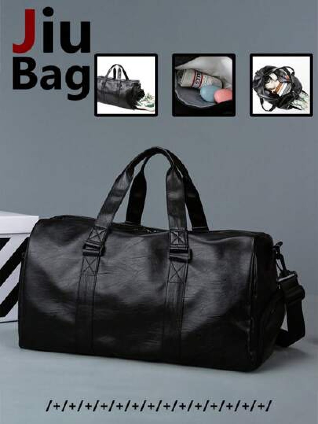 Fashion Soft Leather PU Large Capacity Duffel Bag Dry And Wet Separation Travel Bag Independent Storage Shoes Fitness Bag Multi Function Boarding Bag Necessary Mommy Bag With Children Suitable For Sch