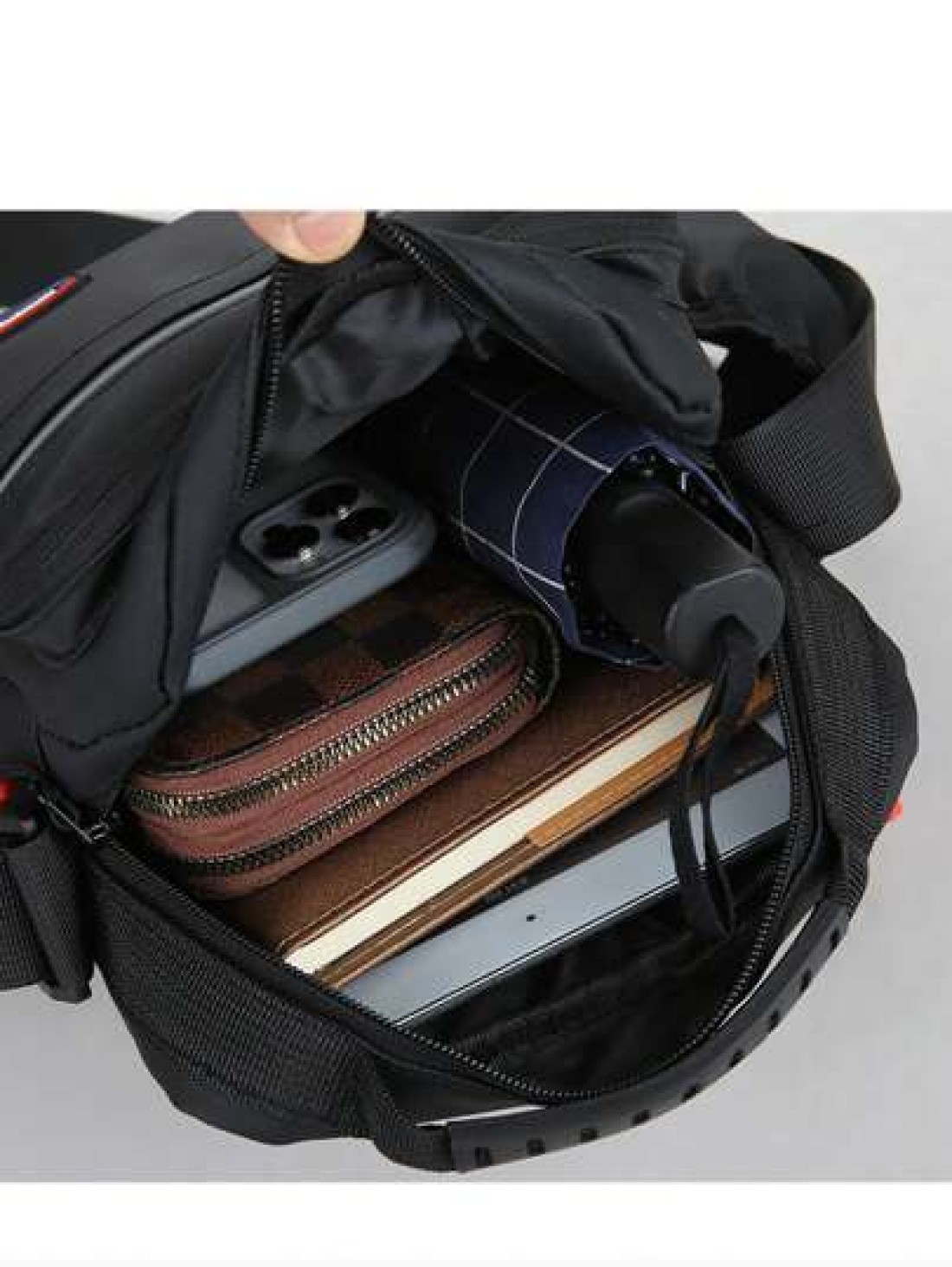Multi Pocket Fashion Casual Outdoor Travel Backpack With Water Bottle Holder Reflective Stripe Soft For Men Fits Tablet Power Bank Wallet Umbrella