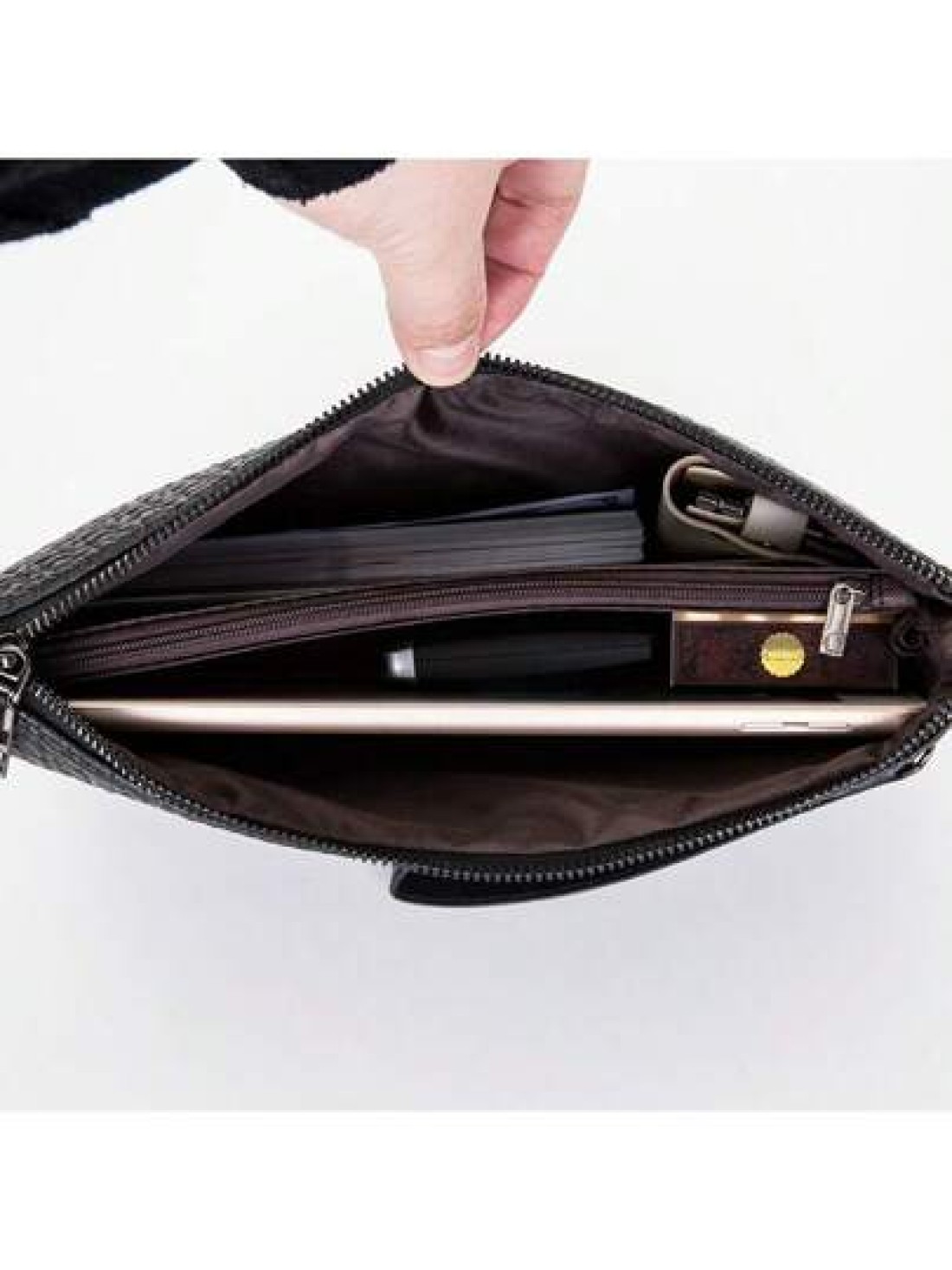 Men s PU Embossed Clutch Wrist Bag
