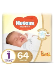 Huggies Newborn Baby Diapers Jumbo Pack Size 1 Up to 5kg 64 Counts