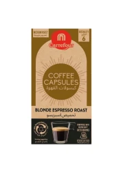 كارفور بلوند اسبريسو قهوة متوسطة التحميص 6 قهوة 10 كبسولات