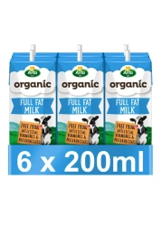 Arla Organic Full Fat Milk Multipack, 200ml Pack of 6