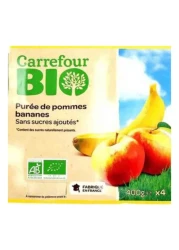 Carrefour Bio No Added Sugar Apple Banana Puree 100g Pack of 4