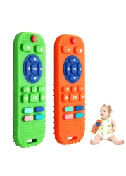 Hooku 2 Pack Silicone Teethers for Babies 0-6 Months, Teething Toys for Babies 6-12 Months, Baby Remote Control Toy, Infant Toys 0-3 Months, Sensory Chew Toys, Toddler Newborn Baby Gifts for Boy Girl