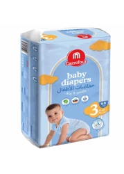 كارفور حفاضات الأطفال الجافة واللطيفة مقاس 3، 6-10 كغ 68 حفاض